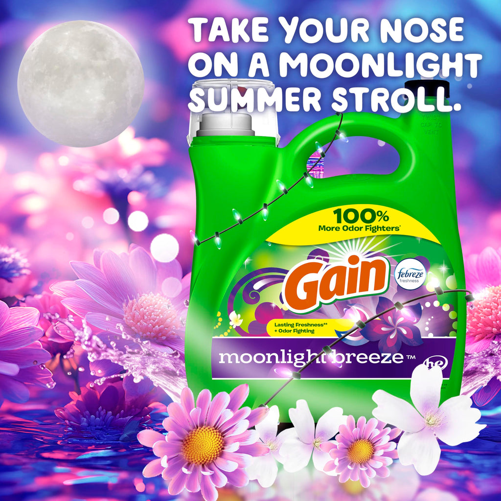 Gain Liquid Laundry Detergent, Moonlight Breeze Scent, 194 fl oz, 134 Loads, Freshness + Odor Fighting, Laundry Detergent Liquid Soap, HE Compatible