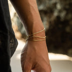 Gold Chain Bracelet for Women Men Trendy - 14K Gold Plated Bracelet Dainty Gold Snake Link Bracelet Stack Simple Jewelry Chain Set Adjustable Bracelet Accessories for Dad Husband 3 Pcs