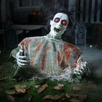 JOYIN Halloween Outdoor Decoration Zombie Groundbreaker, Animatronics Zombie Props Halloween Outside Decor, Animated Groundbreaker with Sound & Glowing Eyes for Graveyard Lawn Yard Haunted House Decor