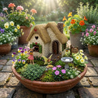PRETMANNS Fairy House for Garden Outside Accessories Kit, 7" H, 4 Pieces