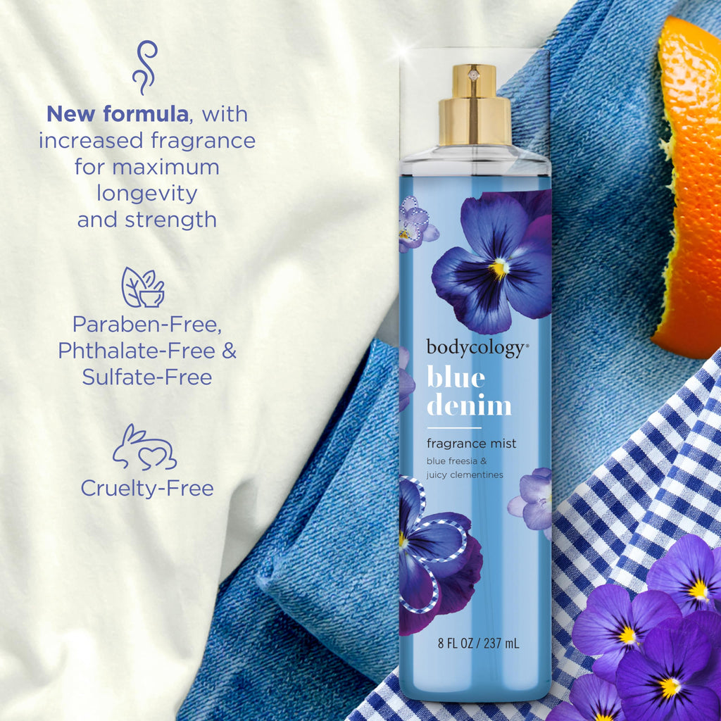 Bodycology Long-Lasting Fragrance Body Mist, Blue Denim, 8 fl oz