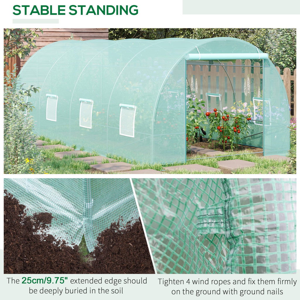 Outsunny 20' x 10' x 7' Walk-in Tunnel Greenhouse Zippered Door Green