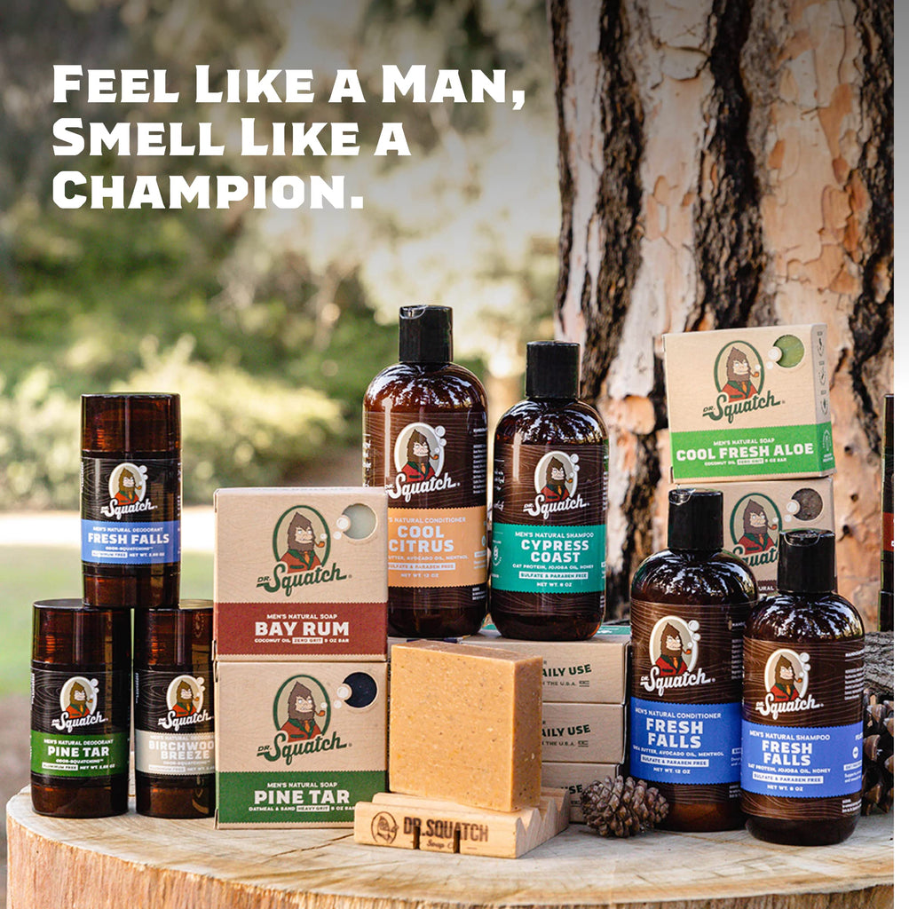 Dr. Squatch Natural Men’s Bar Soap - Cold Process Body Soap Bar with Natural Oils - Gifts for Men - Deep Sea Goat's Milk, Wood Barrel Bourbon, Eucalyptus Greek Yogurt & more (5 oz, 5-Pack)