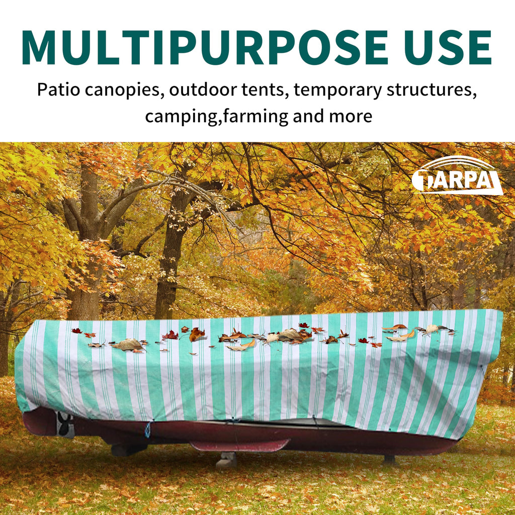 TARPAL Tarps 8x10 Feet Heavy Duty 12mil Tarp Waterproof Striped tarp Multipurpose Protective Cover Weather Proof,UV,Rip and Tear Proof（Green/White）
