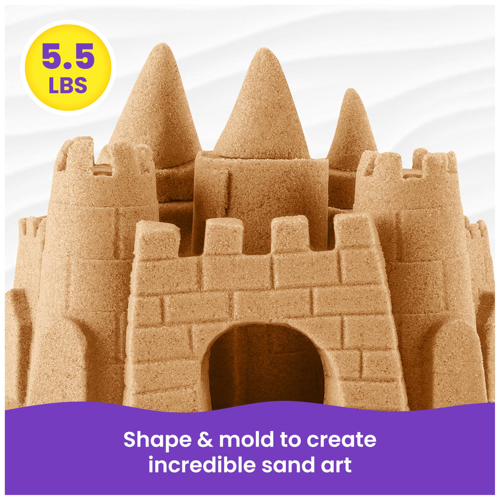 Kinetic Sand, 5.5lbs (2.5kg) Natural Brown Play Sand, Bulk Box for Arts and Crafts, Sandbox (Packaging May Vary), Moldable Sensory Toys, Ages 3 and up