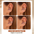MILACOLATO 925 Sterling Silver Ear Cuffs for Women Non Piercing Earrings