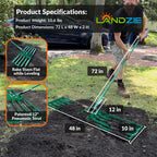 Landzie AeroLeveler - The Lawn Leveling Rake that Never Flips - Patented 48" inch Wide Pneumatic Lawn Level for Yard, Dirt, Soil, Sand, Provides Stability and Control (Pneumatic 48" Leveling rake)