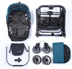 Pet Stroller for Small & Medium Dogs and Cats Up to 50 lbs, 3-in-1 Lightweight Dog Stroller with Detachable Carrier, 360° Mesh Windows, One-Click Fold, Storage Bag & Basket, Cup Holder, All-Terrain