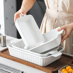 MALACASA Casserole Dishes for Oven, Ceramic Baking Dishes Set of 4, White