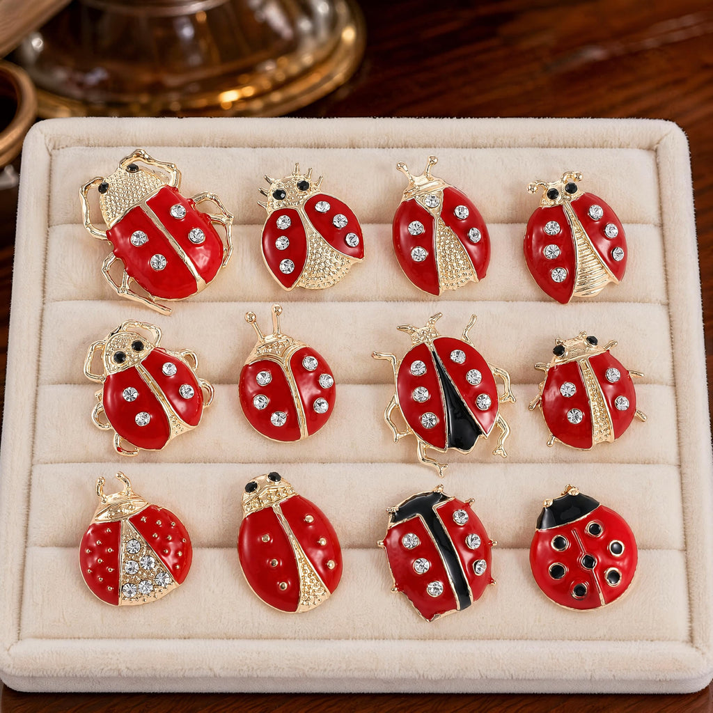 WRITWAA 12 Pcs Ladybug Brooch Pins Set for Women and Girls