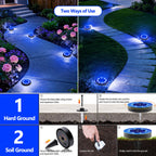Joomer 16 Pack Solar Ground Lights, 2-in-1 Solar Lights Outdoor Waterproof Solar Powered Disc Light Landscape Garden Lighting Light for Patio Pathway Lawn Yard Driveway Walkway Deck Step (Blue)