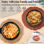 13 Inch Round Cotton Placemat Set of 4 Boho Placemats Table Mats Woven Washable Table Placemats for Fall Kitchen Dining Home Farmhouse Thanksgiving Christmas Decoration Heat Resistant Place Mat