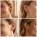 6 Pairs Gold Earrings Set for Women Moon Star Hoop Dangle Dainty Earrings