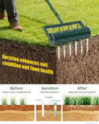 Rolling Lawn Aerator Tool with 39 Spike for Outdoor Lawn Yard Soil Garden