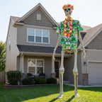 3 Pcs 12 Ft Skeleton Summer Costume Set, Hawaiian Skeleton Clothes Accessories Included Headband Garland and Shirt, Giant Skeletons Outfit Accessories for Outdoor Yard Decor, Skeletons Not Included