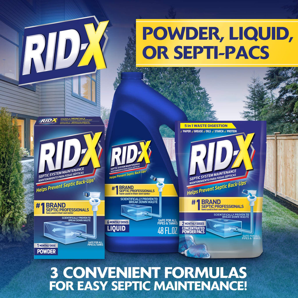 Rid-X Septic Tank Treatment Enzymes,3 Month Supply Septi-Pacs,3.2oz,(Pack of 2)