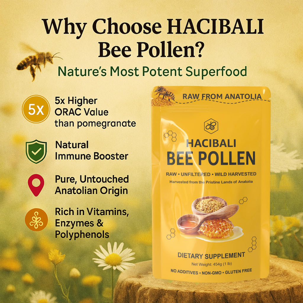 HACIBALI Organic Bee Pollen Granules, 1 lb (454g) | USDA Organic