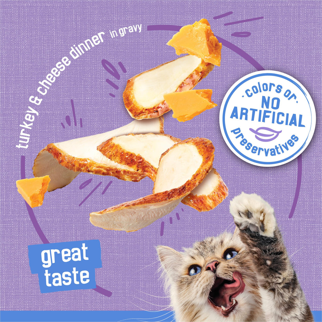 Purina Friskies Wet Cat Food, Shreds Turkey & Cheese, (24) 5.5 oz Cans