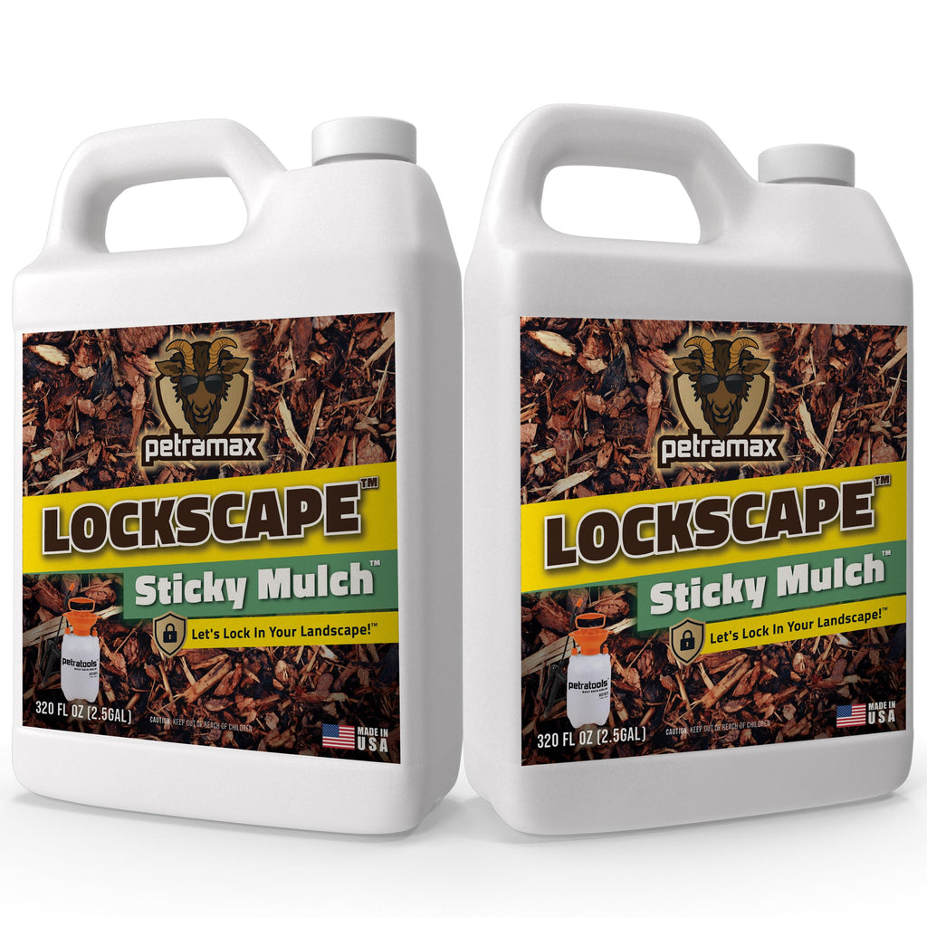 Lockscape Sticky Mulch Glue for Landscaping (2.5G x 2) - Lasts Up to 2 Years, Non-Toxic, Ultra Concentrated Landscape Binder - Strong Mulch and Rock Glue for Landscaping Pea Gravel, Pine Straw & More