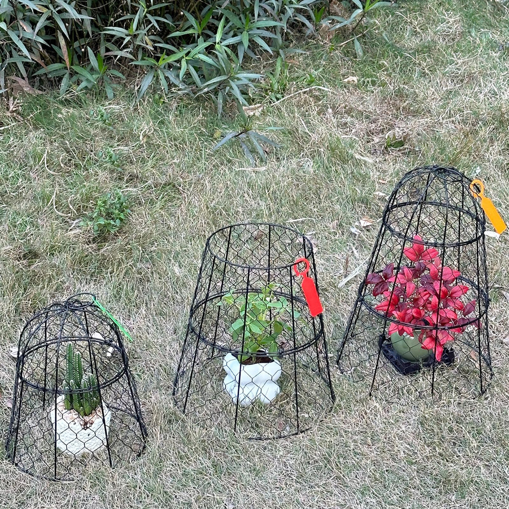 XMxoTxo 6 Packs 11.4" D x 17.7" H Garden Cloches for Plants,Upgraded Triple Combination,Rustproof Chicken Wire Cloches Flip-Top Design,Plant Protectors from Animals,Ideal for Outdoor Plant Protection
