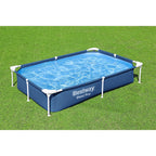 Bestway Steel Pro 87 Inch x 59 Inch x 17 Inch Rectangular Metal Frame Above Ground Outdoor Backyard Swimming Pool, Blue (Pool Only)