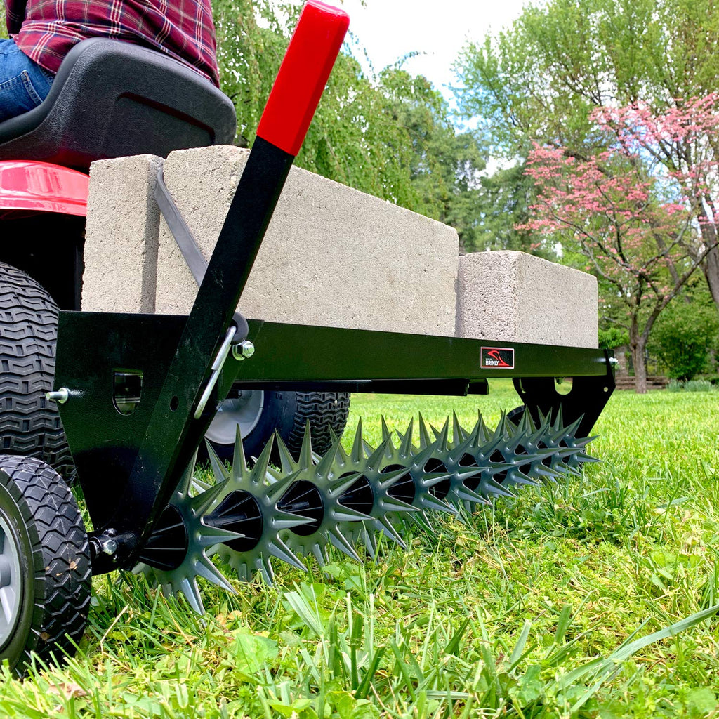 Brinly SAT2-40BH-P Tow Behind Spike Aerator with Transport Wheels, 40" - Carbon