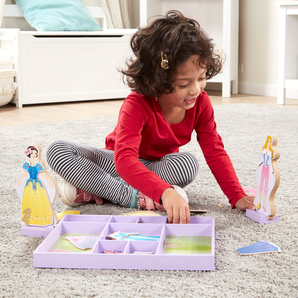 Melissa & Doug Disney Sleeping Beauty and Snow White Magnetic Dress-Up Wooden Doll Pretend Play Set (40+ pcs)