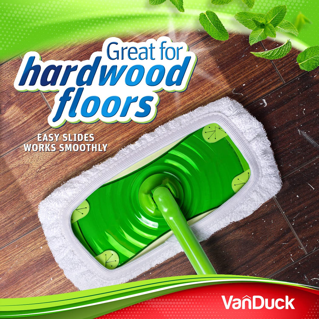VanDuck Reusable 100% Cotton Mop Pads Compatible with Swiffer Sweeper (4-Pack), Terry Cloth Mop Covers Washable for Wet Mopping and Floor Cleaning (Handle is Not Included)
