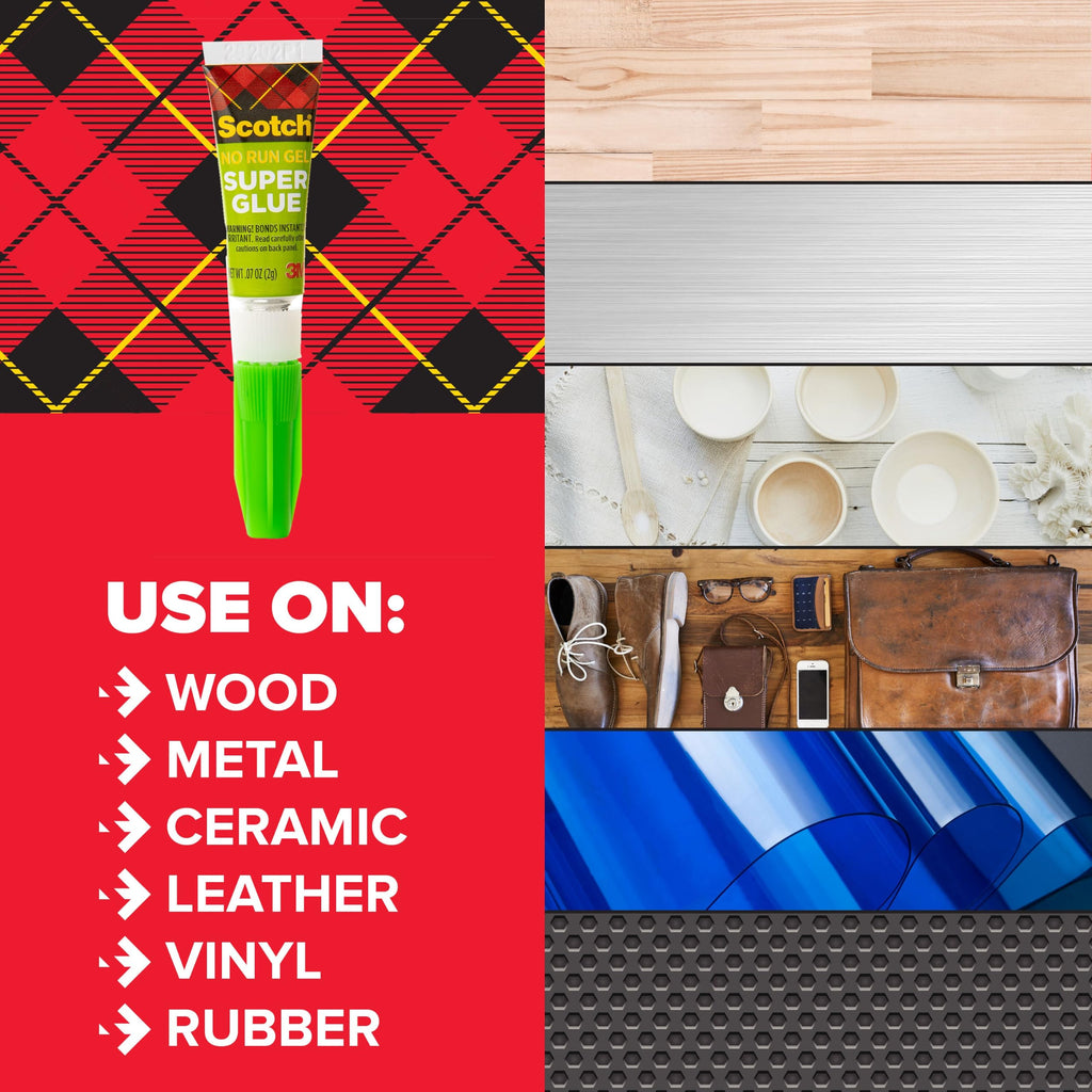 Scotch Super Glue Gel, .07 oz, 2-Pack, Dries Quickly with a Permanent Hold (AD112)
