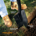 Fiskars 47" Spade Garden Shovel, Steel Flat Spade with Ergonomic D-Handle, Sharp Blade Square Shovel for Lawn Edging, Digging, Heavy Duty Yard Tool, Easy Cuts in Grass and Turf