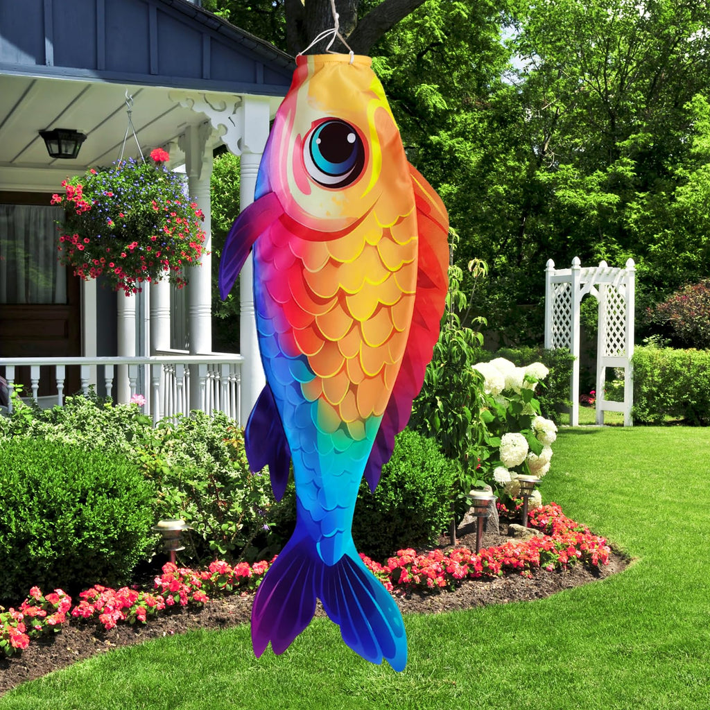YMYIELD Fish Windsock 40 Inch Durable Outdoor Hanging Decoration | for Yard Garden Patio Deck Boat Dock and More