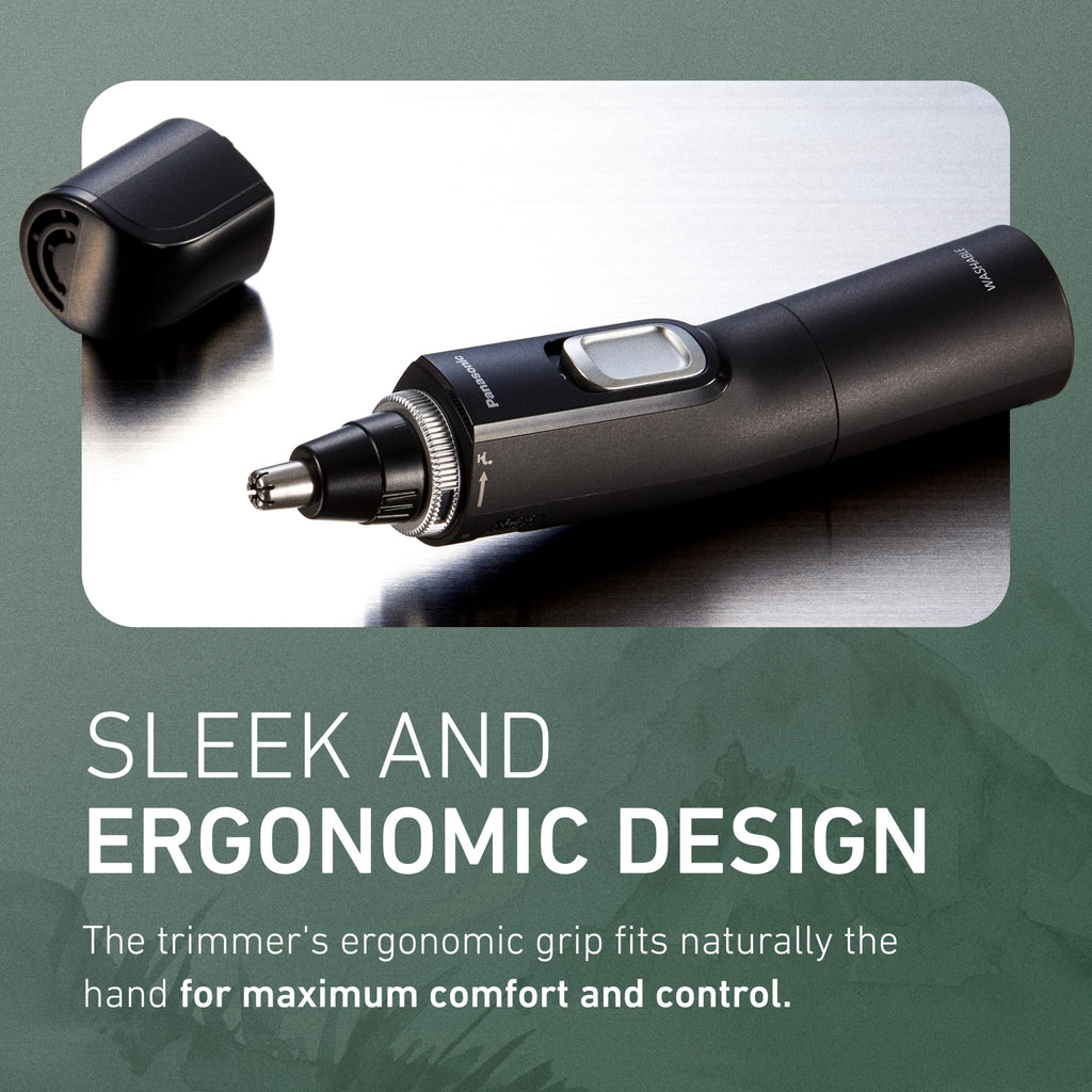 Panasonic Ear and Nose Hair Trimmer for Men with Vacuum Cleaning System, Powerful Motor and Dual-Edge Blades for Smoother Cutting, Wet/Dry – ER-GN70-K (Black)
