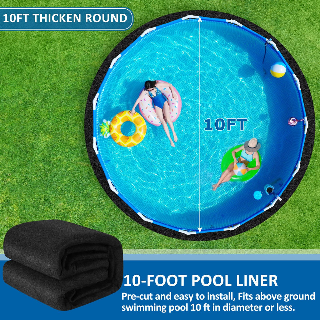 300G/M² Thicker Pool Liner Pad for Above Ground Swimming Pools,10 Ft Round Under Pool Padding, Durable Geotextile Material, Double Density Puncture Resistant, Extend Liner Life,Mats for Pool Bottom