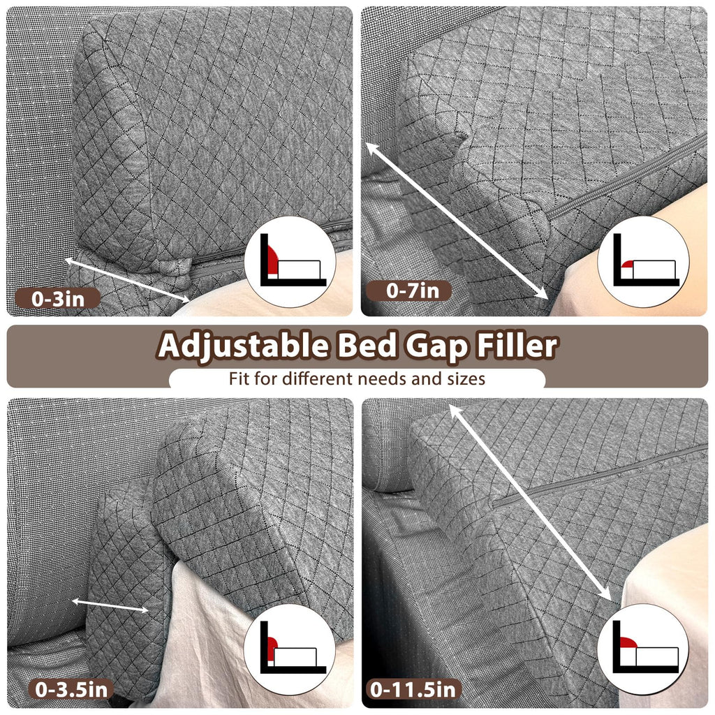 FOUXTEL 4 Modes Pillow Wedge for Headboard Gap, Foldable Bed Wedge Pillow, Bed Gap Filler King Size Fill The Gap (0-7"), Mattress Gap Filler Long Pillow Between Headboard and Mattress