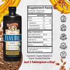 Barlean's Organic Lignan Omega 3 Flaxseed Oil Liquid Supplement for Men and Women, Cold Press Flax Seeds, 7230mg ALA Fatty Acid, Vegan and Gluten Free, 32 oz