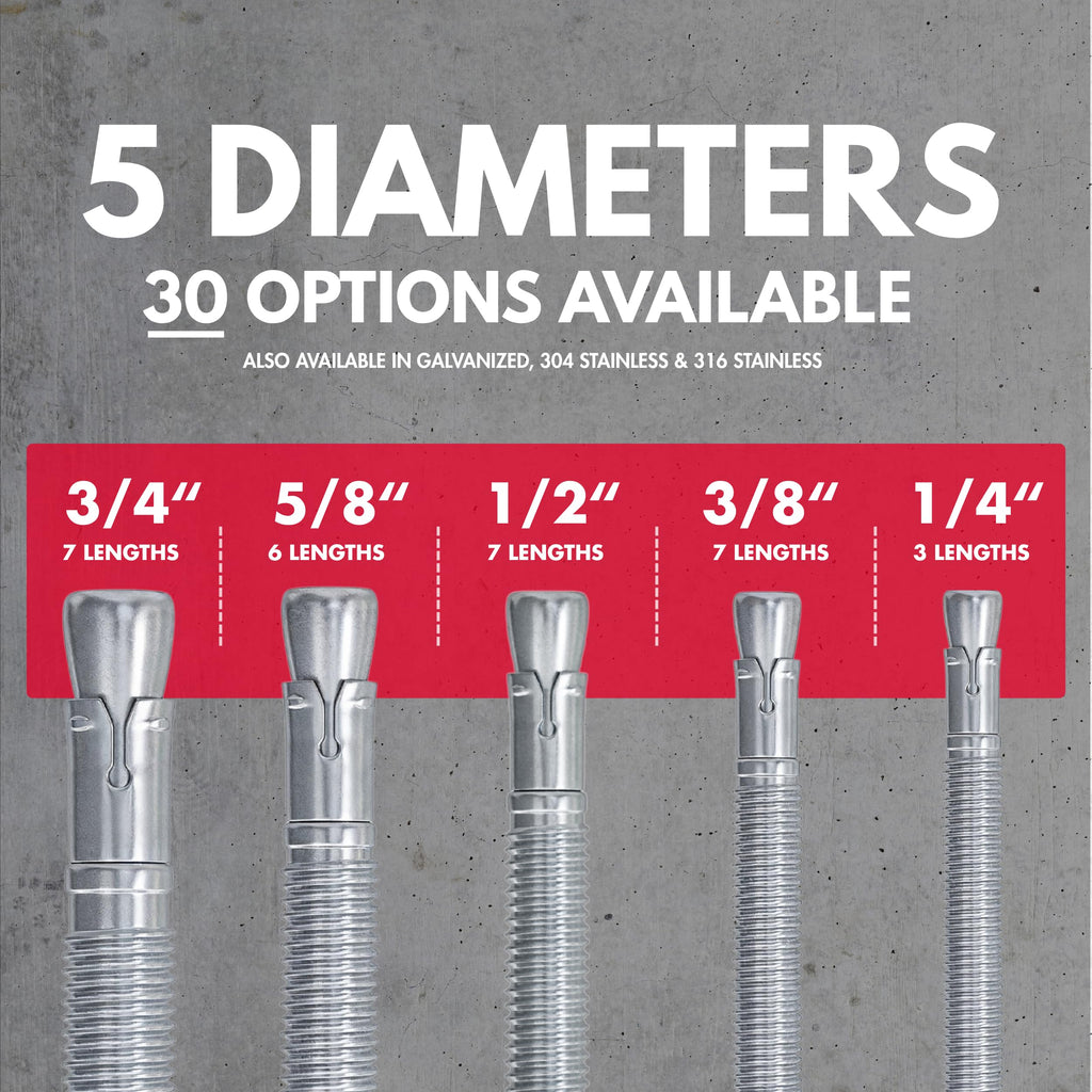 1/2" x 3-3/4" Zinc-Plated Wedge Anchors for Concrete and Cement | Heavy-Duty 1/2 Concrete Anchor Bolts (Box of 50)
