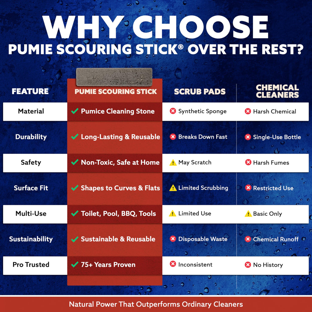 6-Pack PUMIE HDW Scouring Stick for Toilet Bowl Cleaning, Cleans Toilet Bowl Hard Water Rings, Buildups, Rust & Tough Stains, Perfect Pumice Stone for Cleaning Bathtub, Pools, Kitchens, Sinks & Grills
