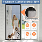 METAONLY Fiberglass Magnetic Screen Door Mesh Fits 36" x 80" Door - Curtain Size 38" x 82", Works for Patio, Sliding Door, Keeps Bug Mosquito Out, Fresh Air Flow, Black
