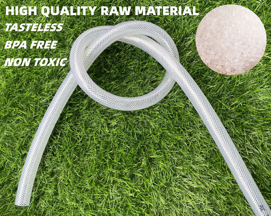 1/2" ID x 3/4" OD - 10 Ft High Pressure Braided Clear PVC Vinyl Tubing Flexible Tube, Heavy Duty Reinforced Hose Tubing