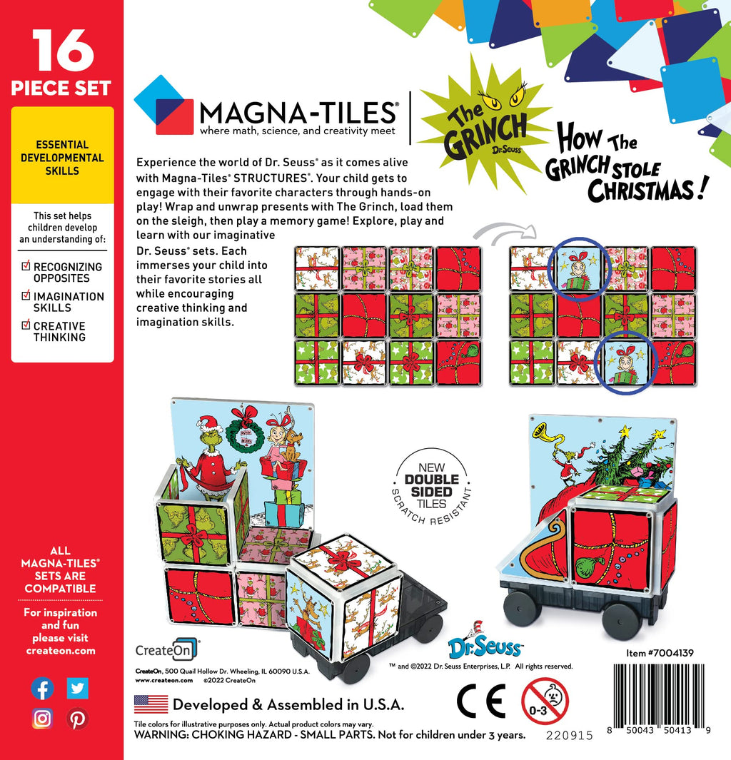 CreateOn Magna-Tiles Limited Edition How The Grinch Stole Christmas Structure Set, Magnetic Building Tiles Making Learning Fun and Hands-On, Educational Toy for Kids Ages 3 Years +