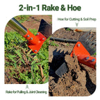 CKLT 2-in-1 Garden Hoe and Weed Puller Rake 60 Inch Spring Steel Head