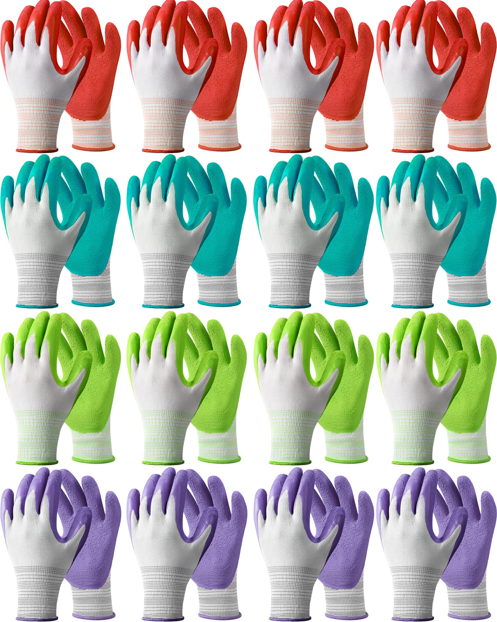 Irenare 16 Pairs Gardening Gloves Bulk for Women Breathable Rubber Coated Yard Garden Gloves Outdoor Protective with Grip(Multicolor)