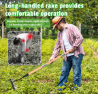 ATLRGISL Iron Weeding Rake with Wooden Long Handle 2.0, 8 Teeth Weed Puller Tool Heavy Duty, Manual Gardenia Weed Rake Tool for Yard, Lawn and Garden, 56Inch