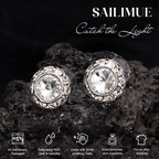 SAILIMUE 15Pairs Rhinestone Earrings For Women Dance Competition Performance Ballet Stud Earrings Stainless Steel Round Acrylic Stone Inside Rhinestone Crystal Halo Dance Competition Earrings Set15mm