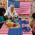 QZYL 122 PCS 4th of July Decorations, 30 Sets 250th Anniversary Patriotic Plates and Napkins, Disposable Fourth of July Paper Plate and Napkin Tablecloth Forks, USA Flags Memorial Day Party Supplies