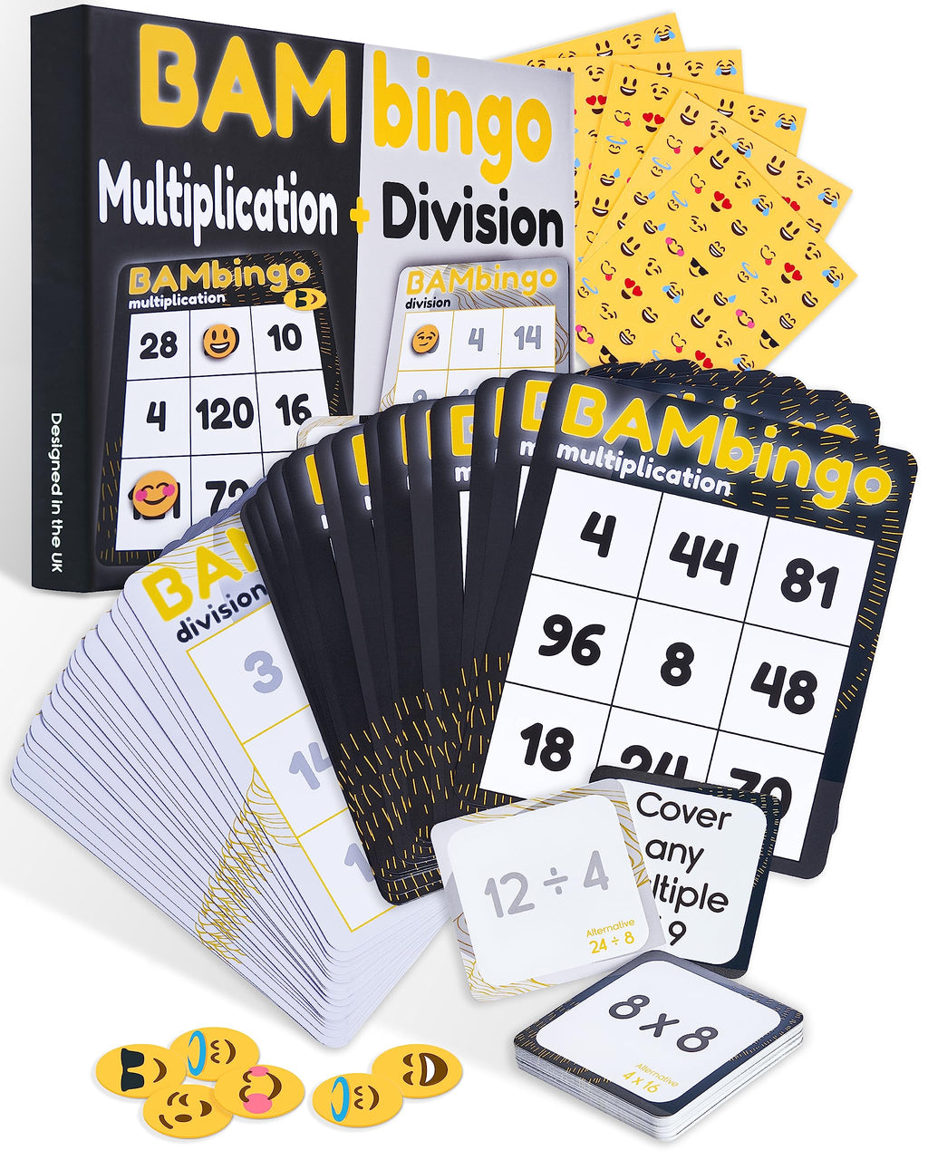 THE BAMBINO TREE Multiplication and Division Facts Bingo Game - 3rd 4th & 5th Grade Educational Math Learning for Classroom & Homeschool