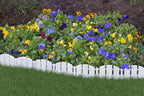 EasyFlex No-Dig Landscape Edging with Anchoring Spikes, 4.5 in. Tall Decorative Adirondack Wood-Look Fence Garden Border, 15 Foot Kit, White (3600WT-15C-6)