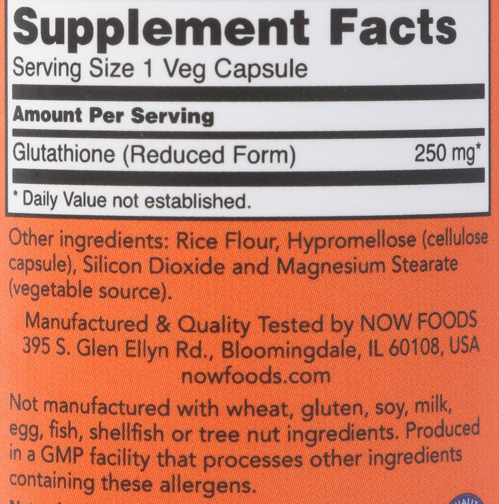 NOW FOODS Glutathione 250, 60 CT