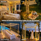 JMEXSUSS 168FT 600 LED String Lights for Outside Clear Wire, Warm White Christmas Lights Outdoor Waterproof, Tree Lights Outdoor Plug in for Patio Wedding Party Holiday Christmas Bedroom Pergola Decor