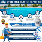 Pool Patch White Pool Plaster Repair Kit (3lb) – Professional Cement-Based Marcite & Gunite Patch – Includes Liquid Bonding Agent – Permanent Pool Surface Crack & Chip Repair